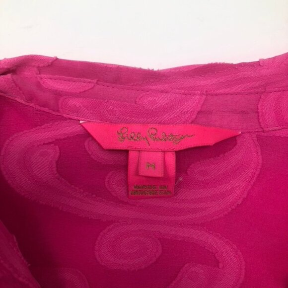 Lilly Pulitzer Linley Coverup Size M Pink Shandy Poly Crepe Swirl - Picture 5 of 7